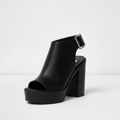 Black peep toe platform heel sandal